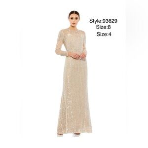 Long sleeve fitted sequin gown